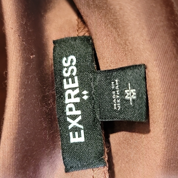 EXPRESS Satin Cowl Neck Midi Slip Dress in Cocoa - Picture 9 of 9